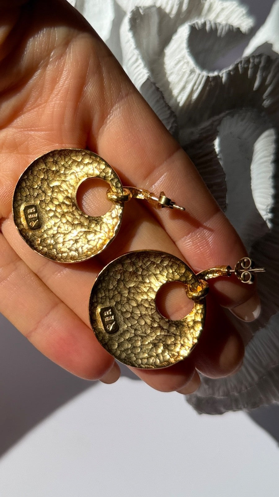 Italy 925 Sterling Silver Gold Plated Earrings Length 1.50 Inch