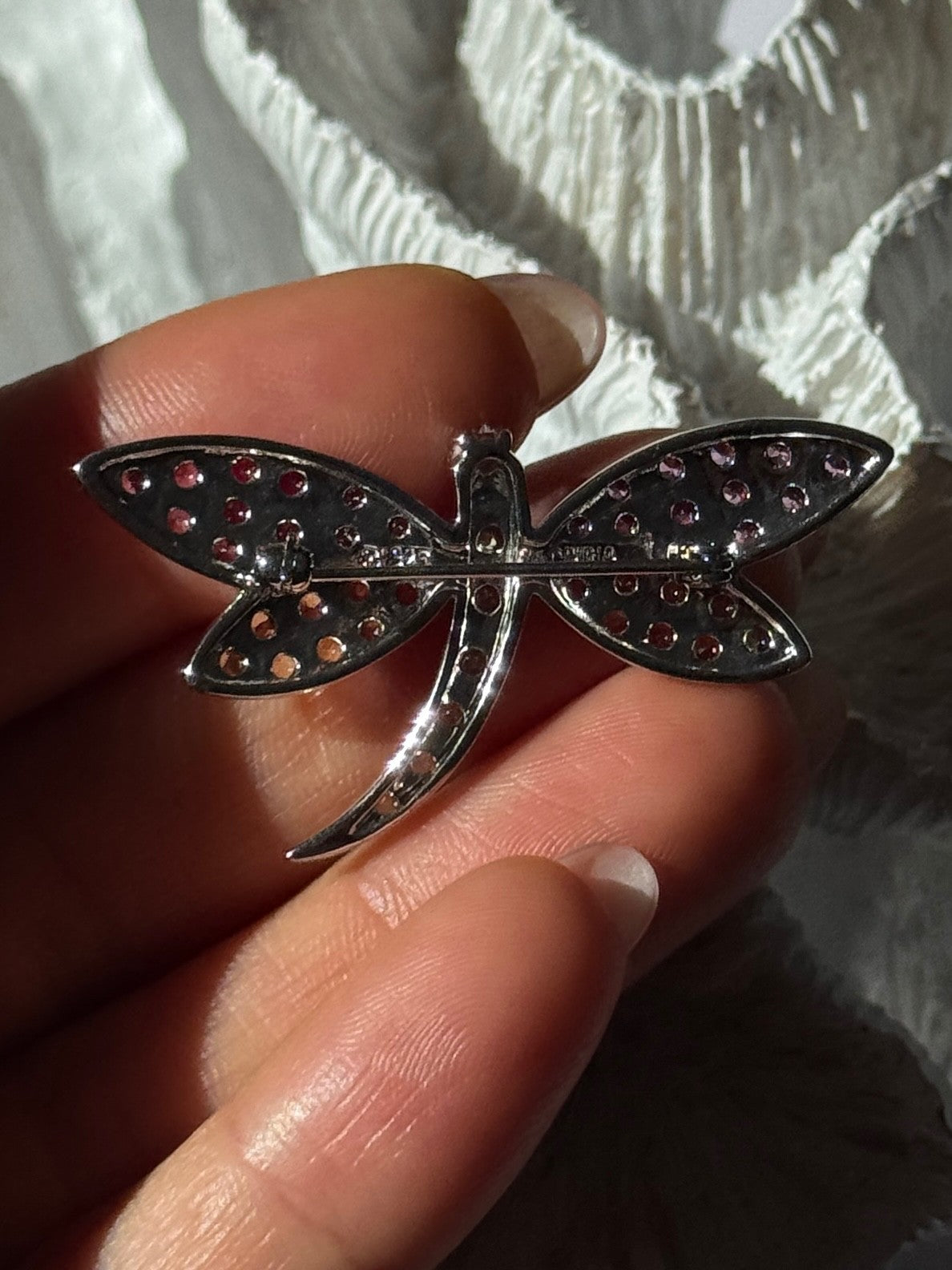 925 Sterling Silver Dragonfly Spinel Brooch