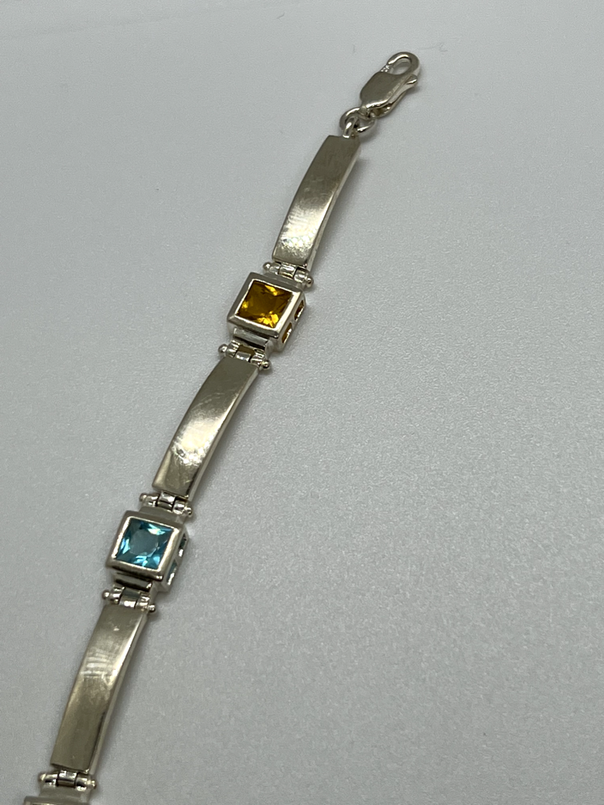 925 Sterling Silver Peridot, Tourmaline, Topaz & Citrine Bracelet