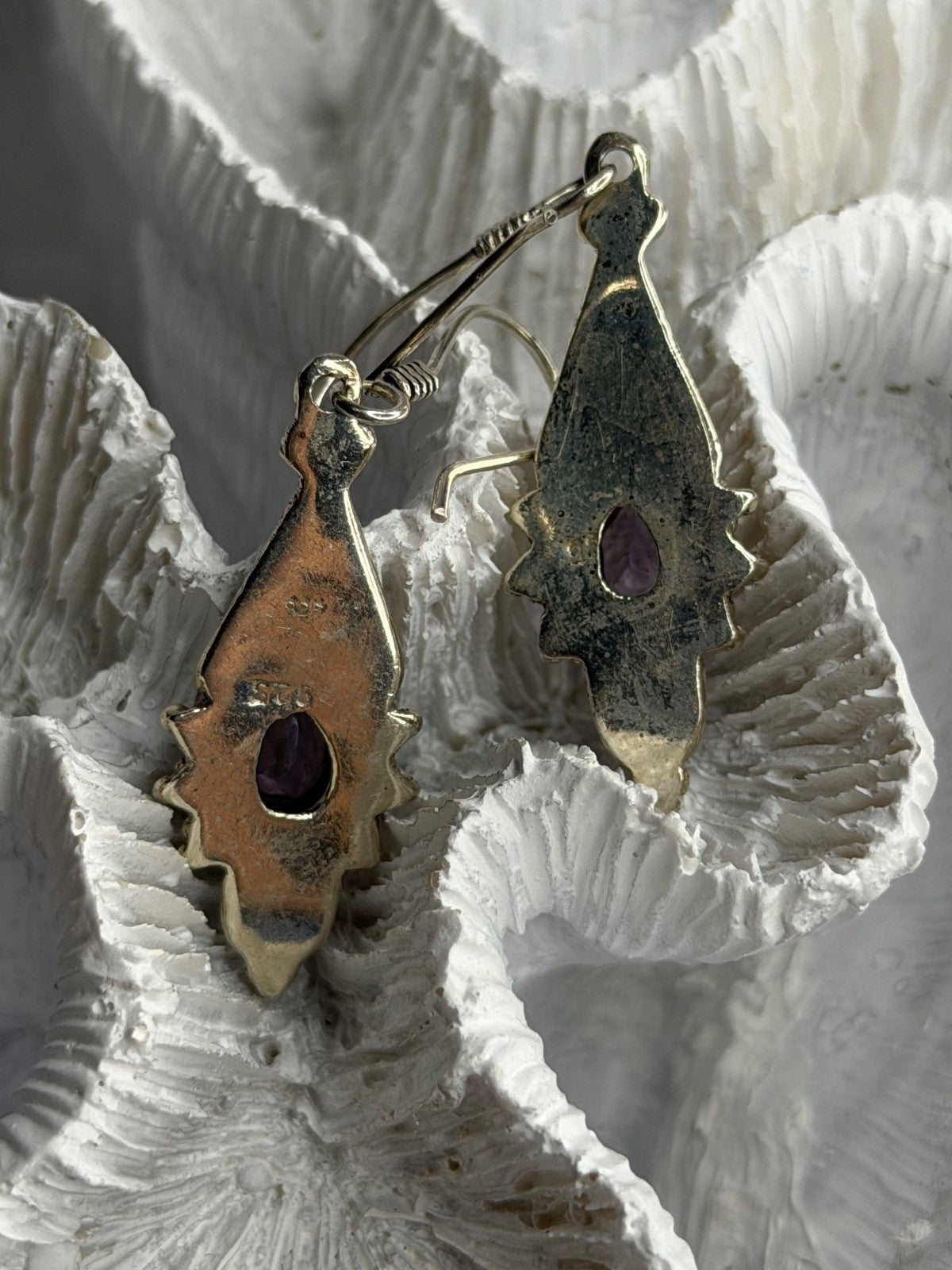 Vintage 925 Sterling Silver Amethyst Earrings