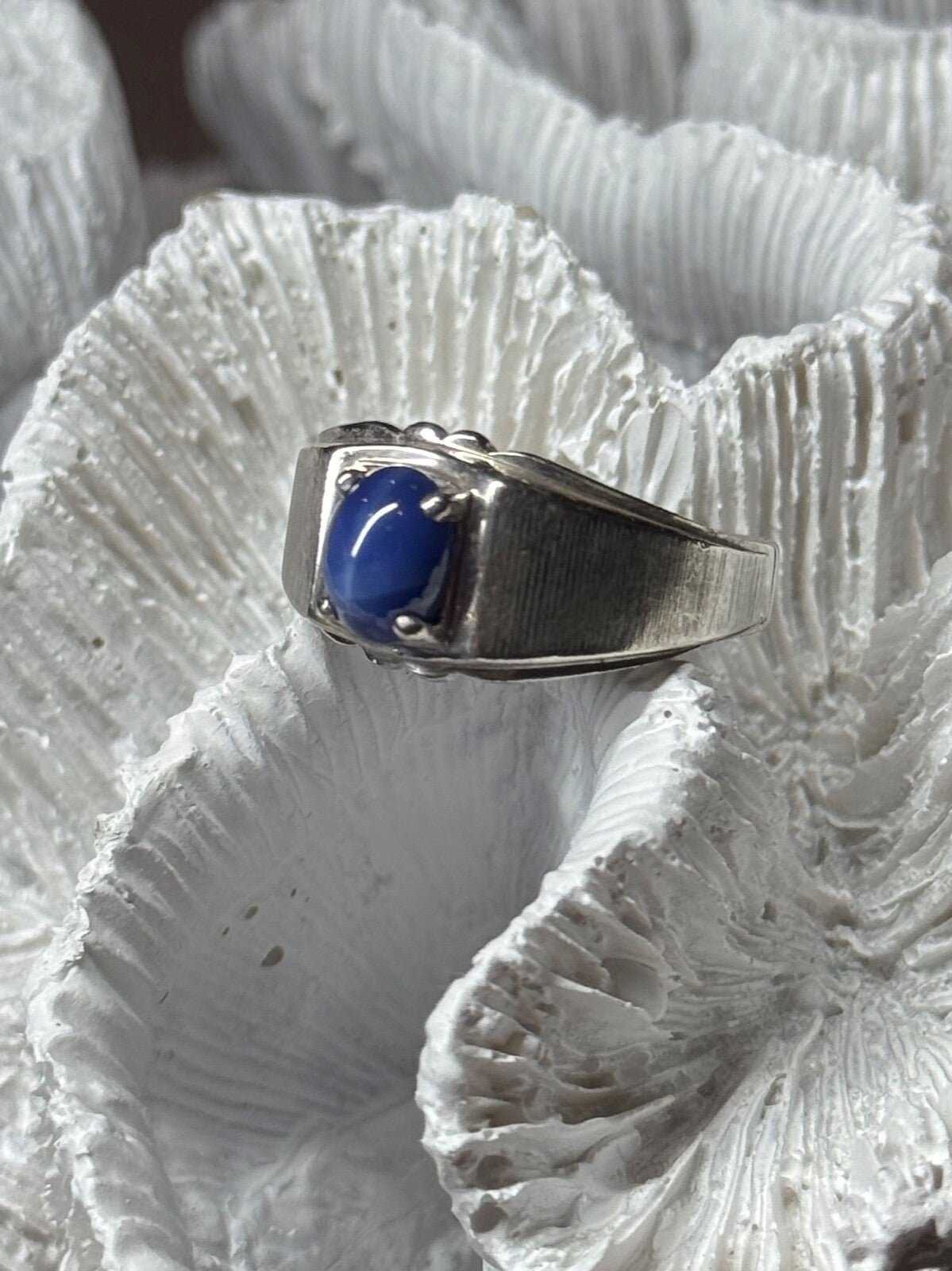 Men'S 925 Sterling Silver Star Sapphire Ring Size 10