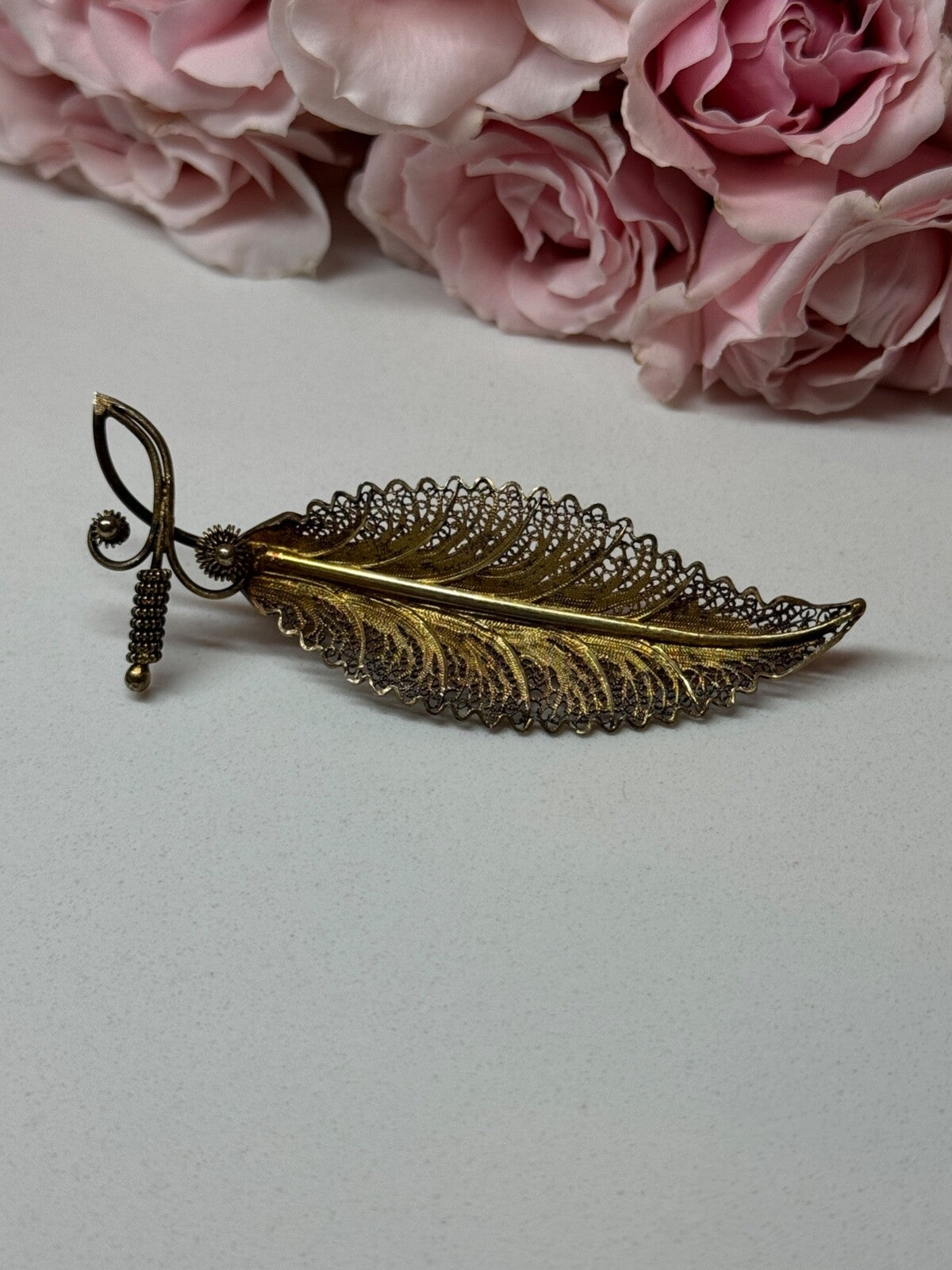 925 Sterling Silver Gold Plated Brooch