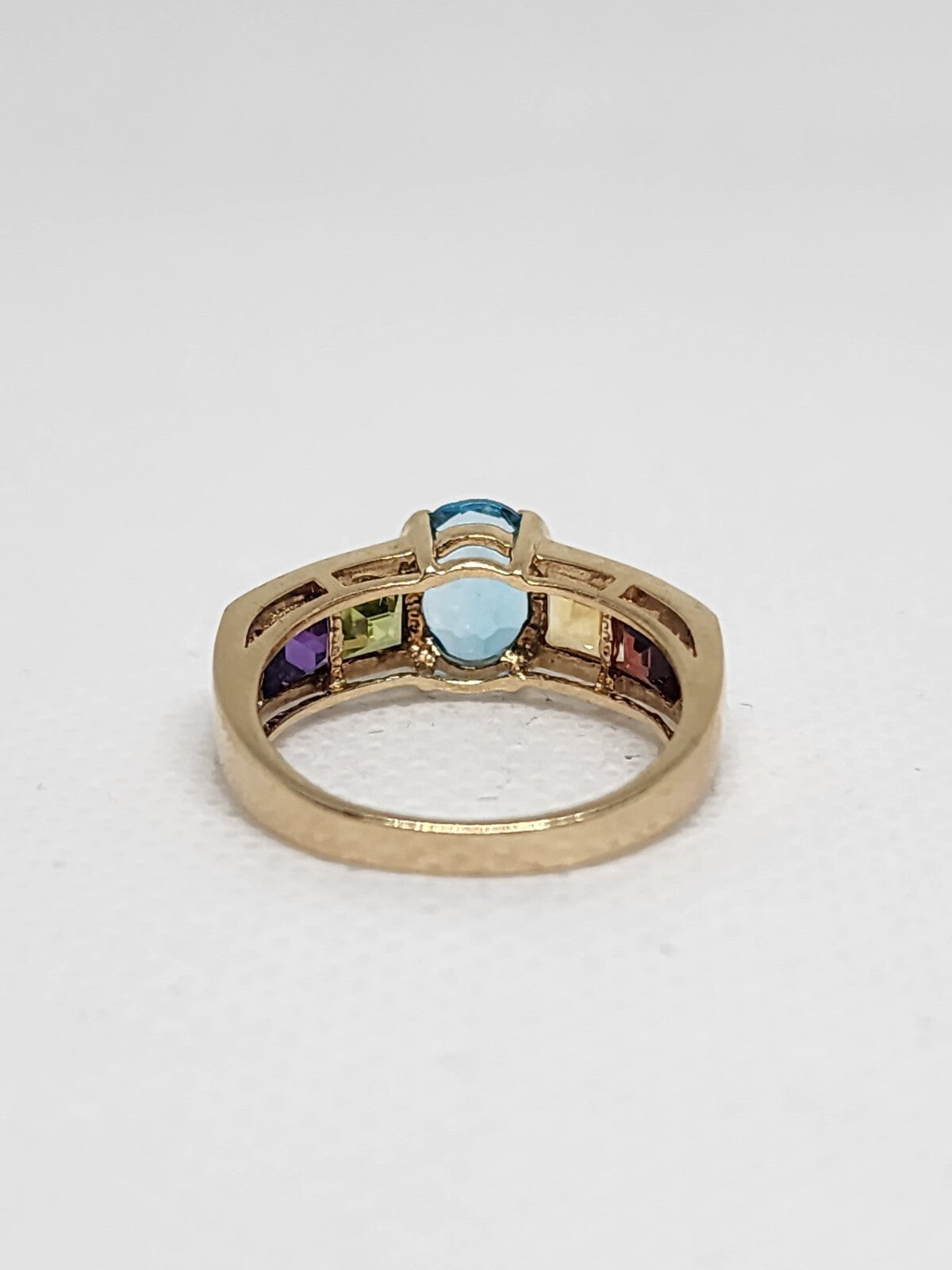 10K Yellow Gold Topaz, Amethyst, Peridot, Citrine & Garnet Ring Size 5