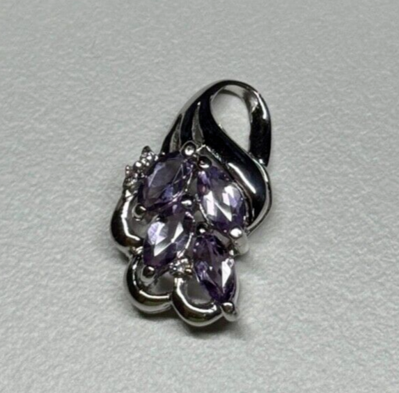 925 Sterling Silver Tanzanite & Diamond Pendant