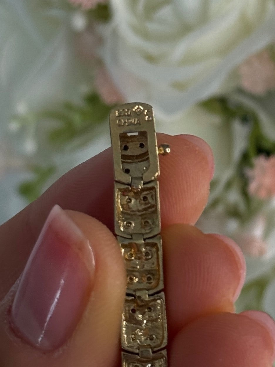 Charming 925 Sterling Silver Gold Plated Bracelet Length 8 Inch