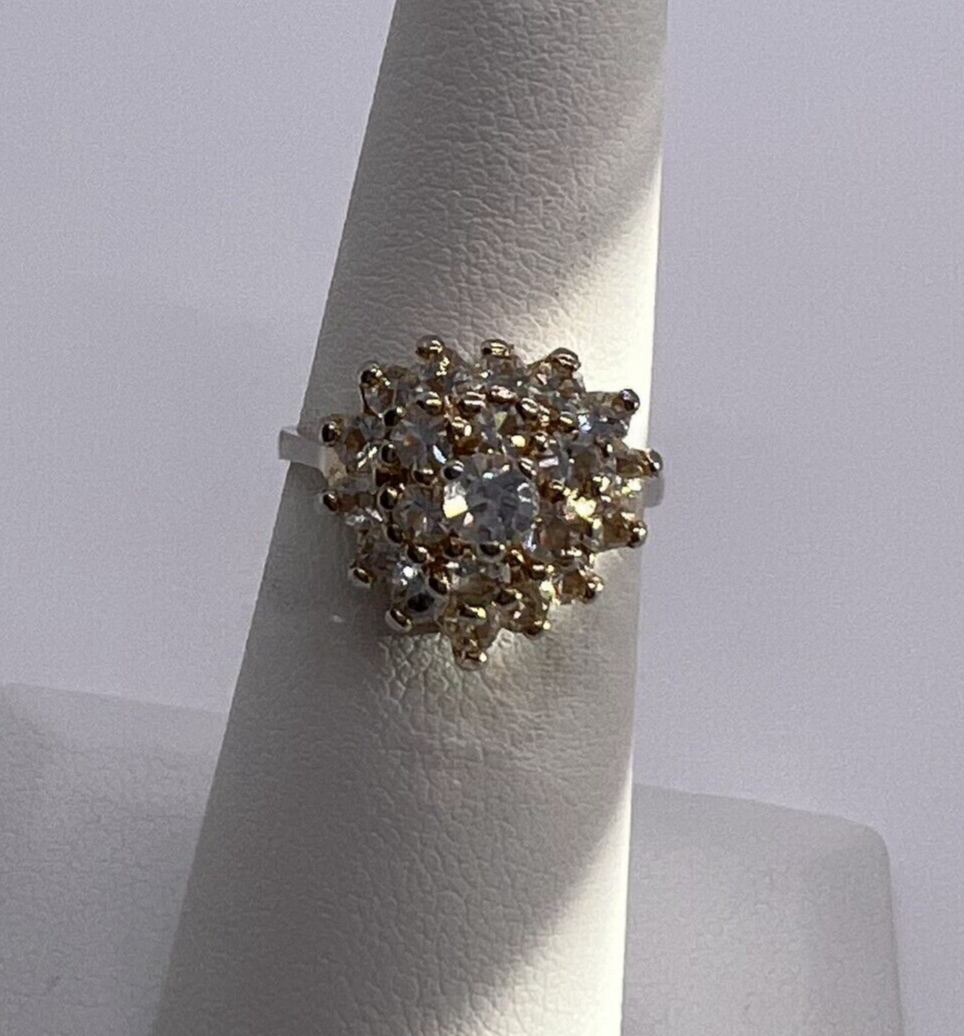 925 Sterling Silver with Gilding CZ Ring Size 5.5