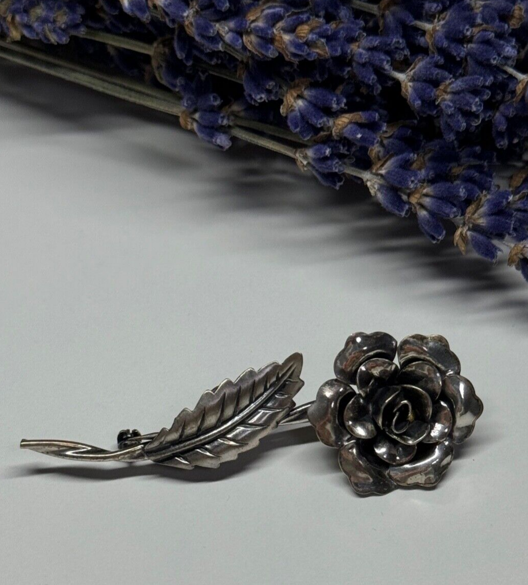 Jewelart 925 Sterling Silver Rose Brooch