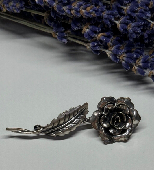 Jewelart 925 Sterling Silver Rose Brooch