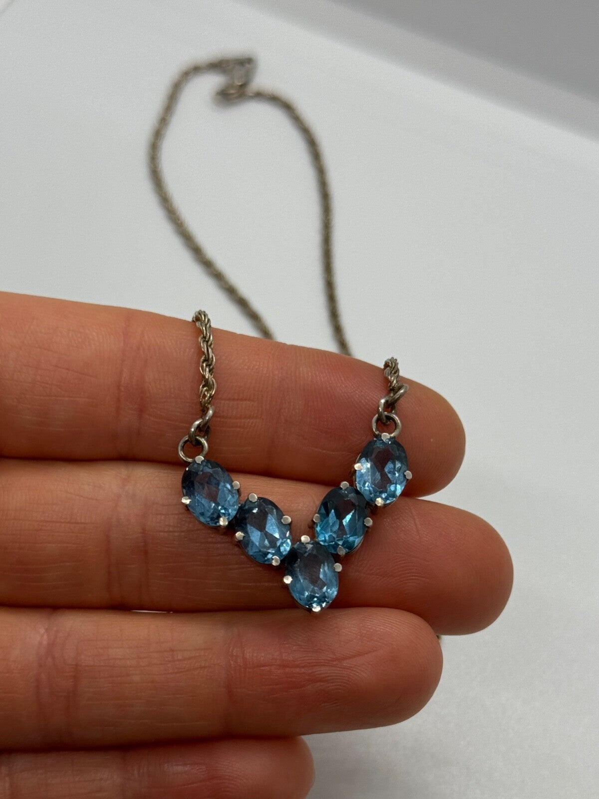 925 Sterling Silver Topaz Necklace Italy