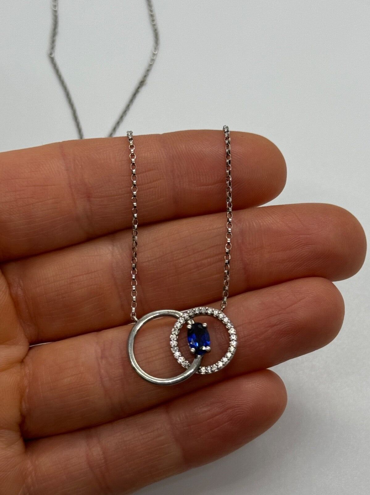 925 Sterling Silver Sapphire & Beryl Necklace
