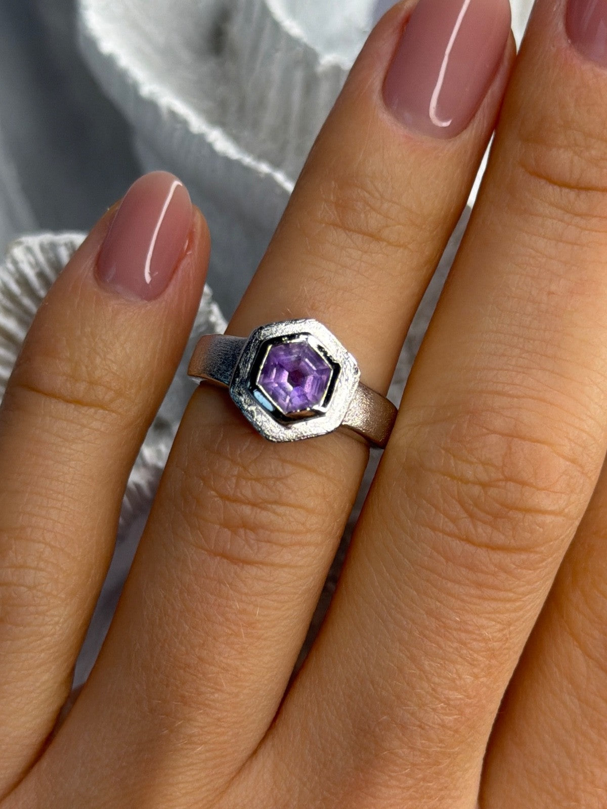925 Sterling Silver Amethyst Ring Size 5.5