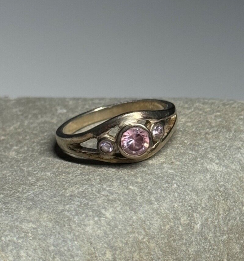 925 Sterling Silver Morganite Ring Size 6