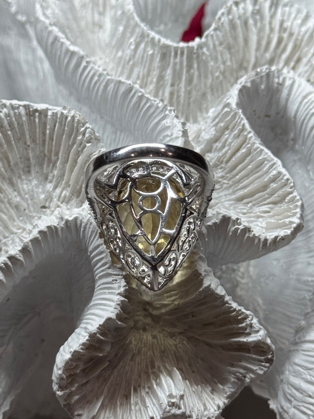 925 Sterling Silver Citrine & Beryl Ring Size 8.5