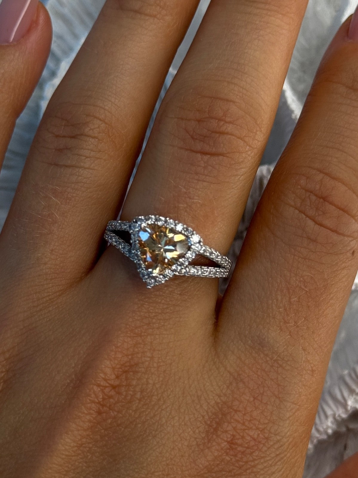 925 Sterling Silver Citrine & Beryl Ring Size 8.5