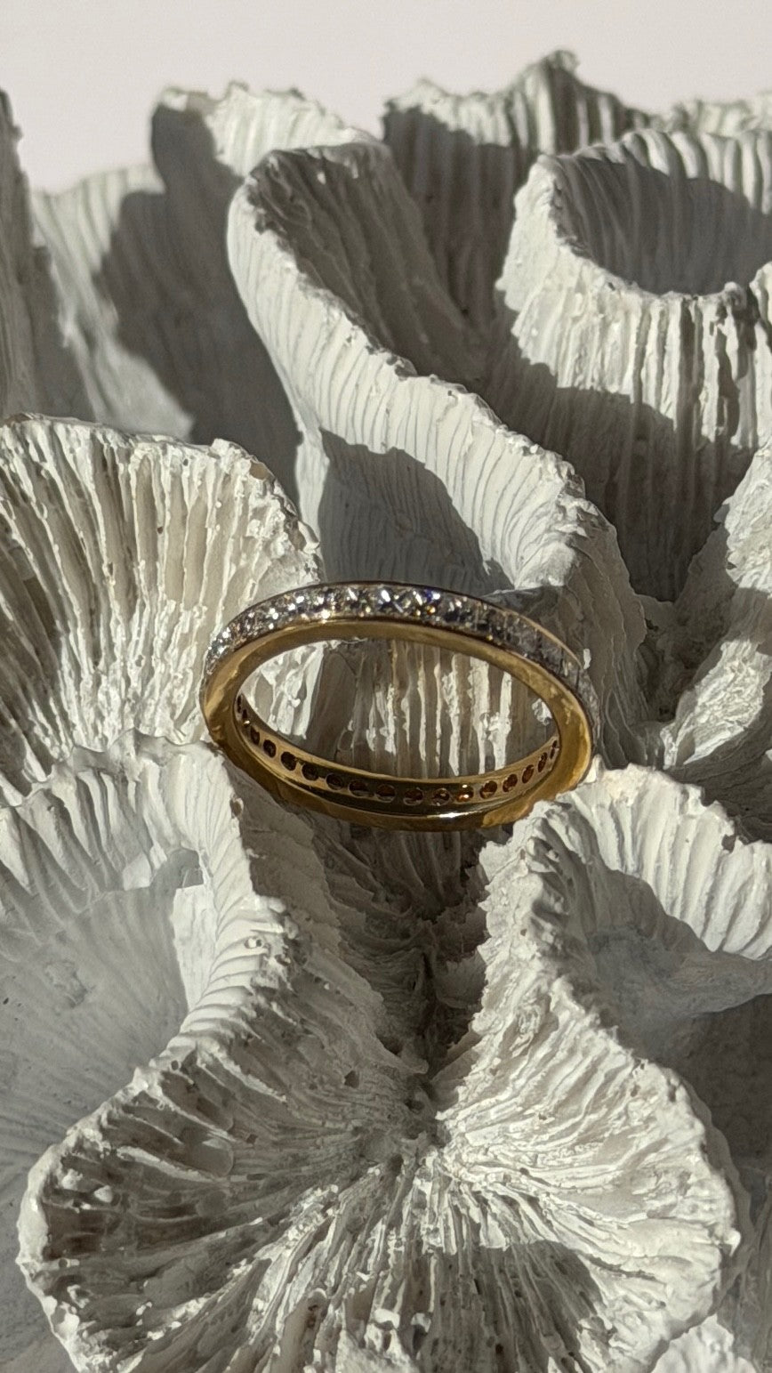 18K Yellow Gold Diamond 1.50 ct Band Ring Size 9.5