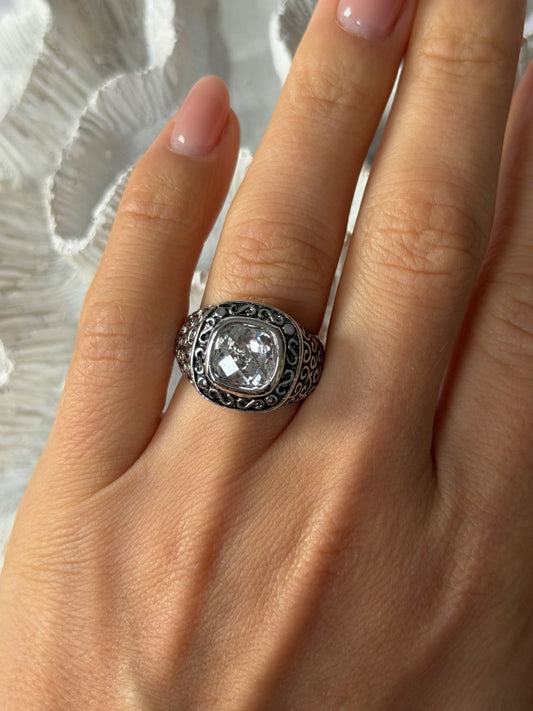 925 Sterling Silver White Spinel Ring Size 7