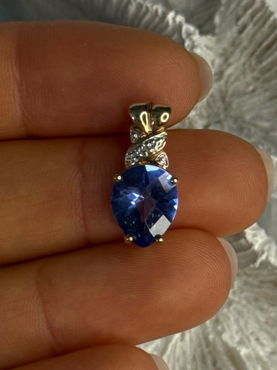 925 Sterling Silver Gold Plated Tanzanite Pendant Length 0.80 Inch