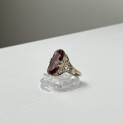 925 Sterling Silver Pink Agate "Cameo" Ring Size 6
