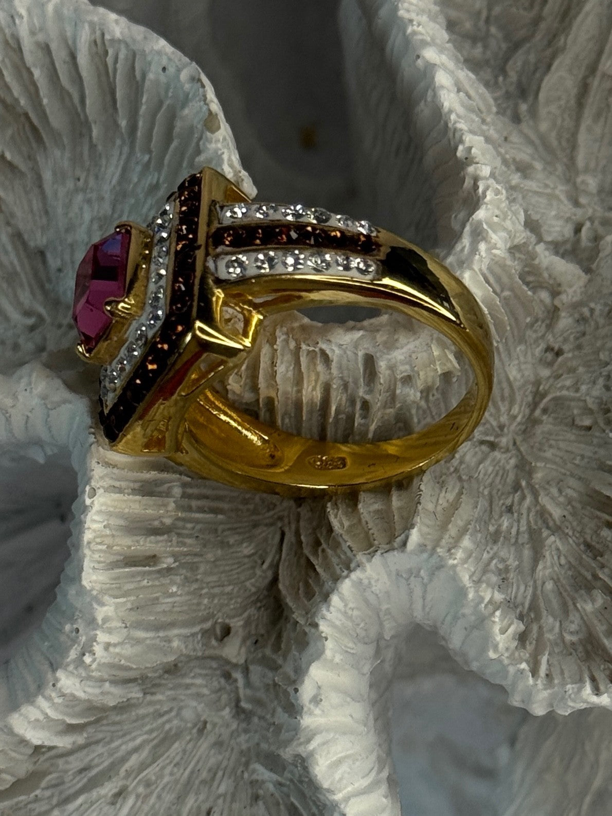 Seta 925 Sterling Silver Gold Plated Spinel Ring Size 10