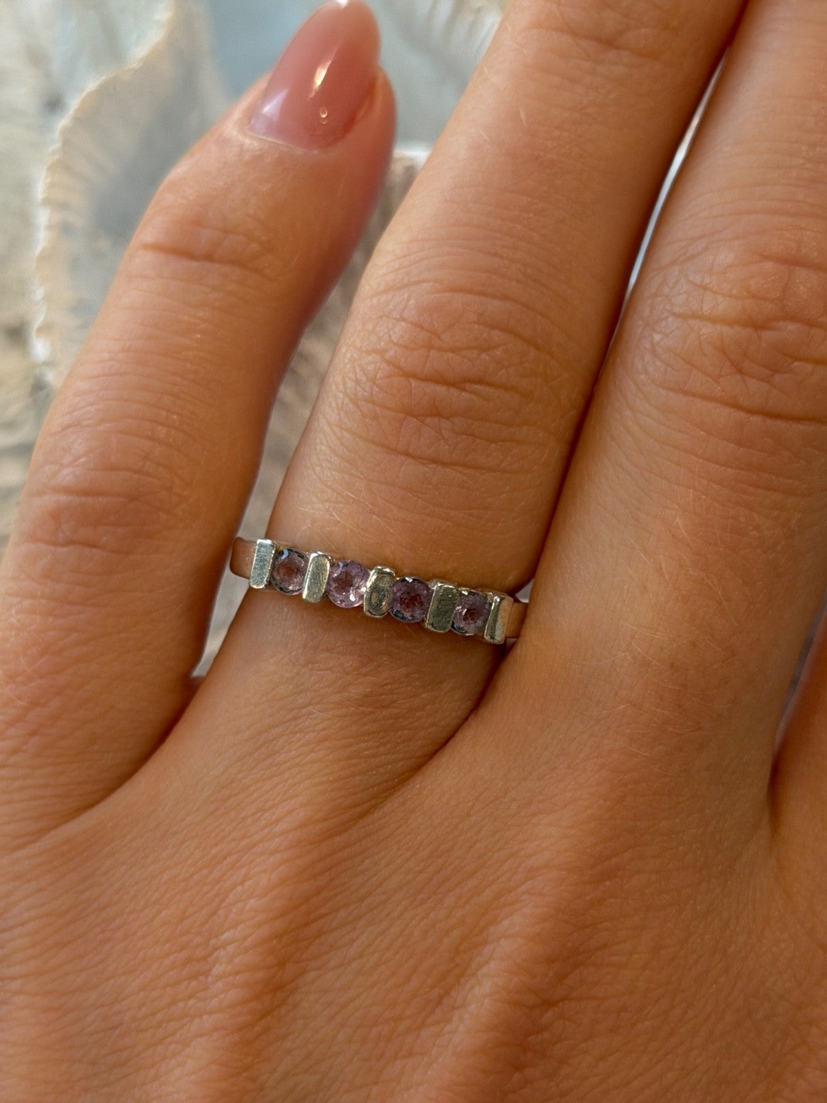 925 Sterling Silver Amethyst Ring Size 7
