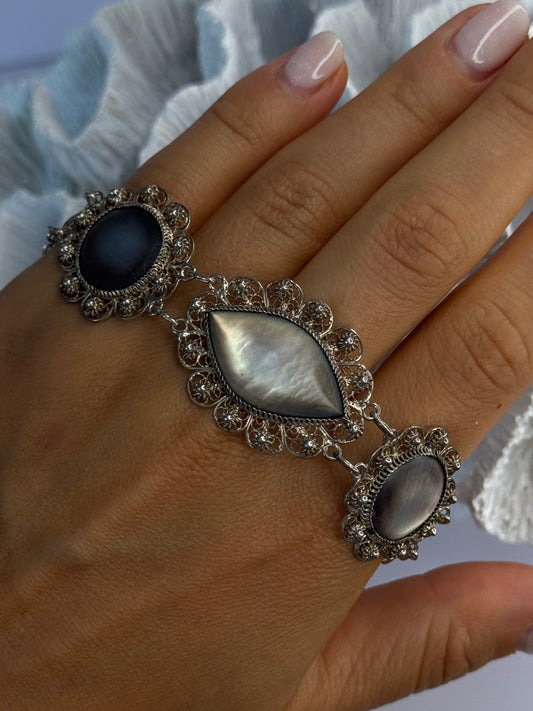 Vintage Beautiful 925 Sterling Silver Abalone Bracelet Length 7