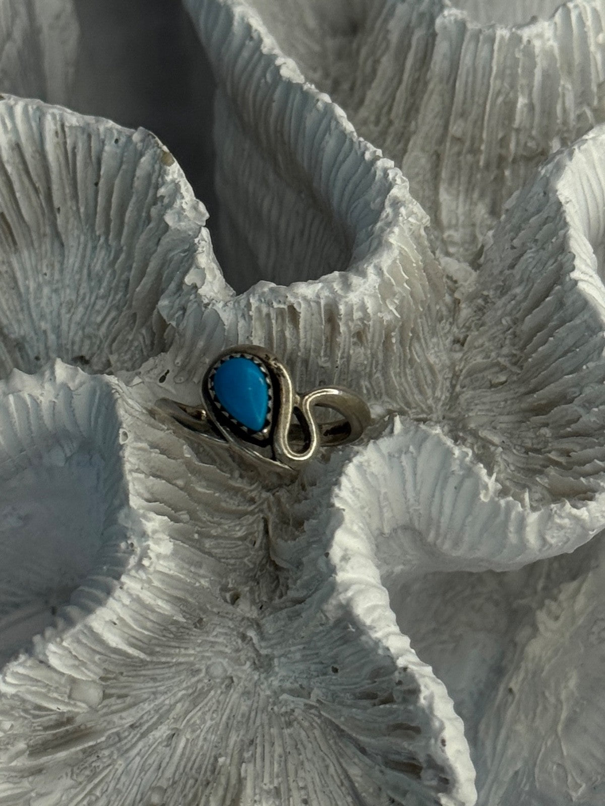 925 Sterling Silver Turquoise Ring Size 4
