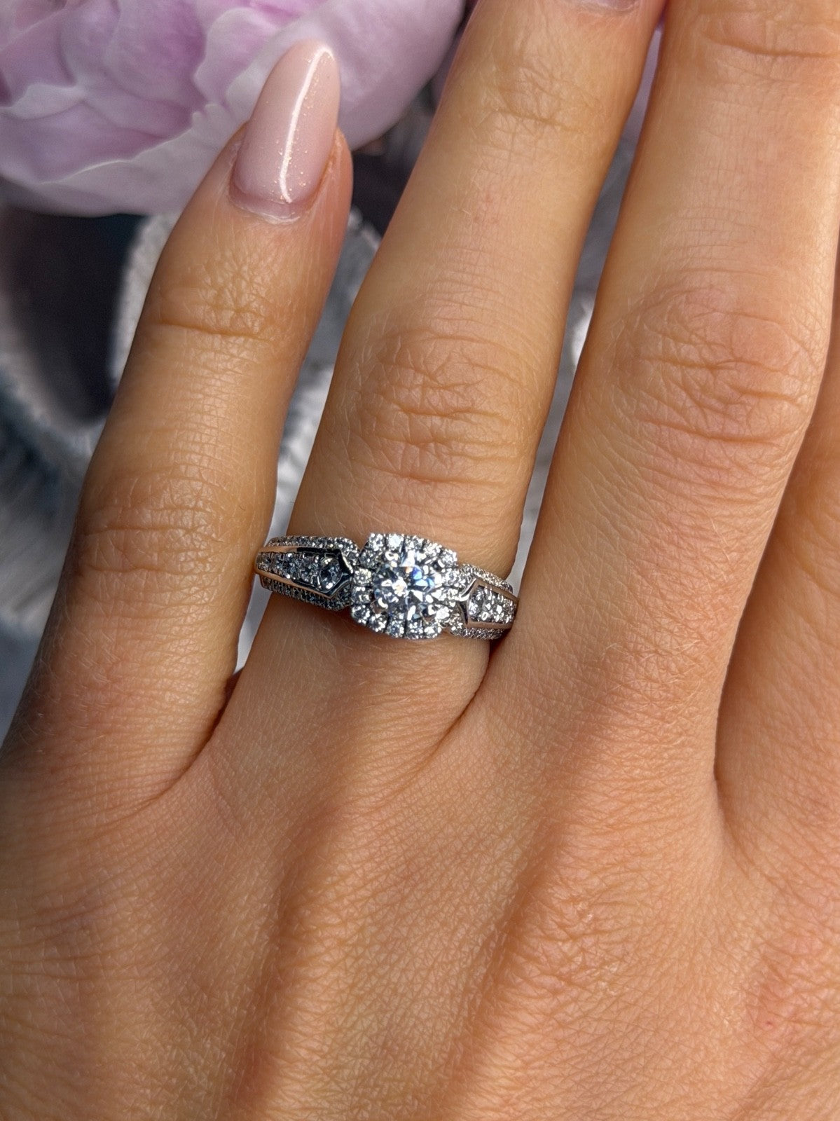 GOC 925 Sterling Silver tcw 1.43 Cz Ring Size 7