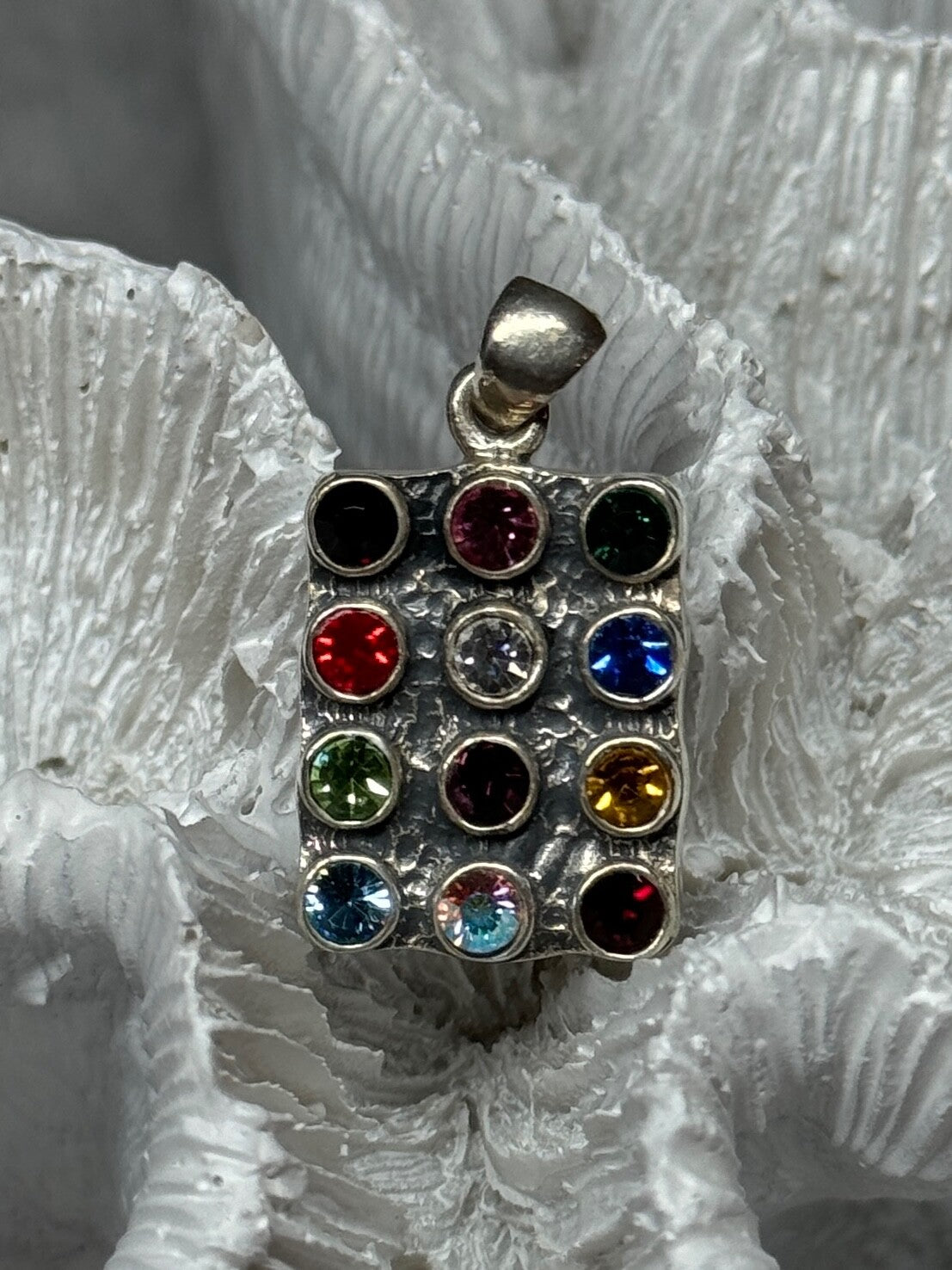 925 Sterling Silver Multicolor Spinel Pendant Length 1.3 Inch