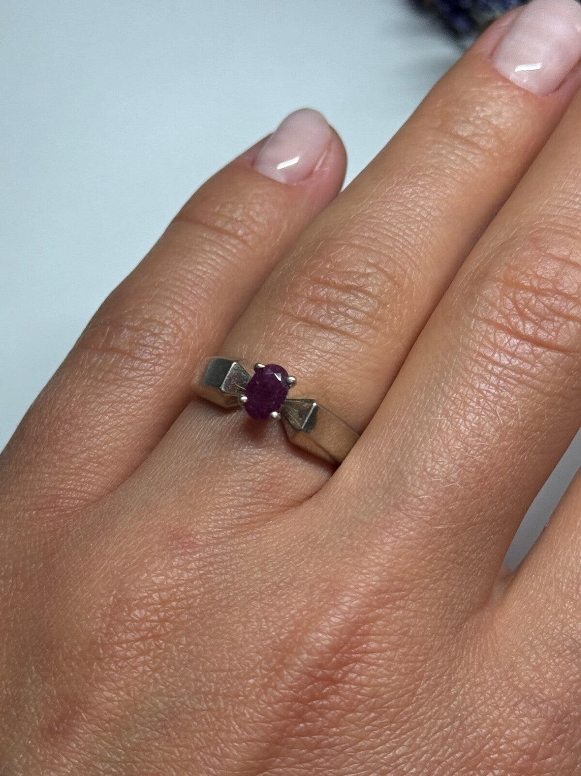 925 Sterling Silver Ruby Ring Size 6