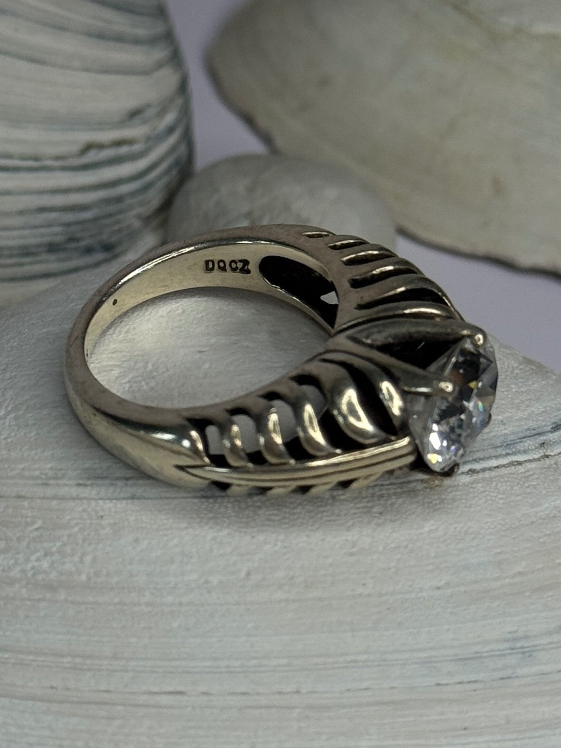 Kabana 925 Sterling Silver Cz Ring Size 6