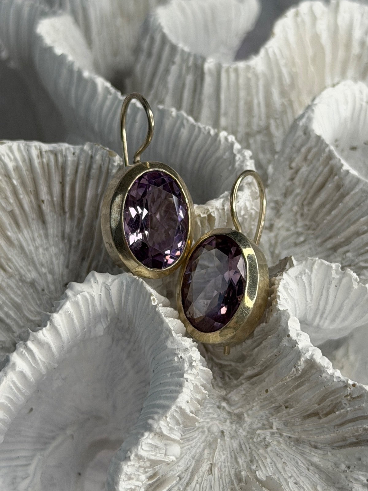 Beautiful Vintage 925 Sterling Silver Amethyst Earrings
