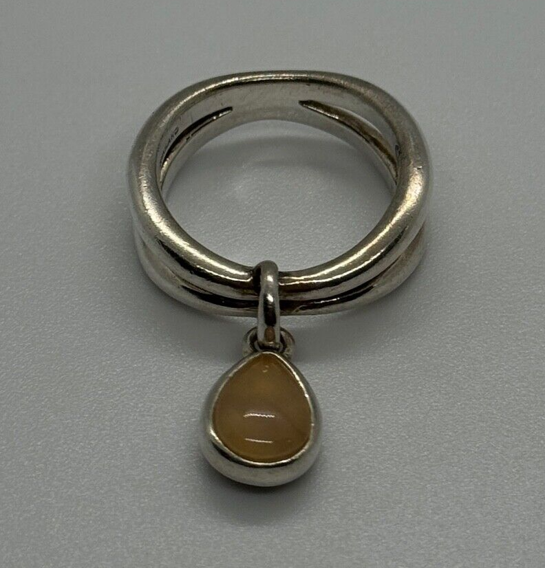 925 Sterling Silver Agate Ring Size 6