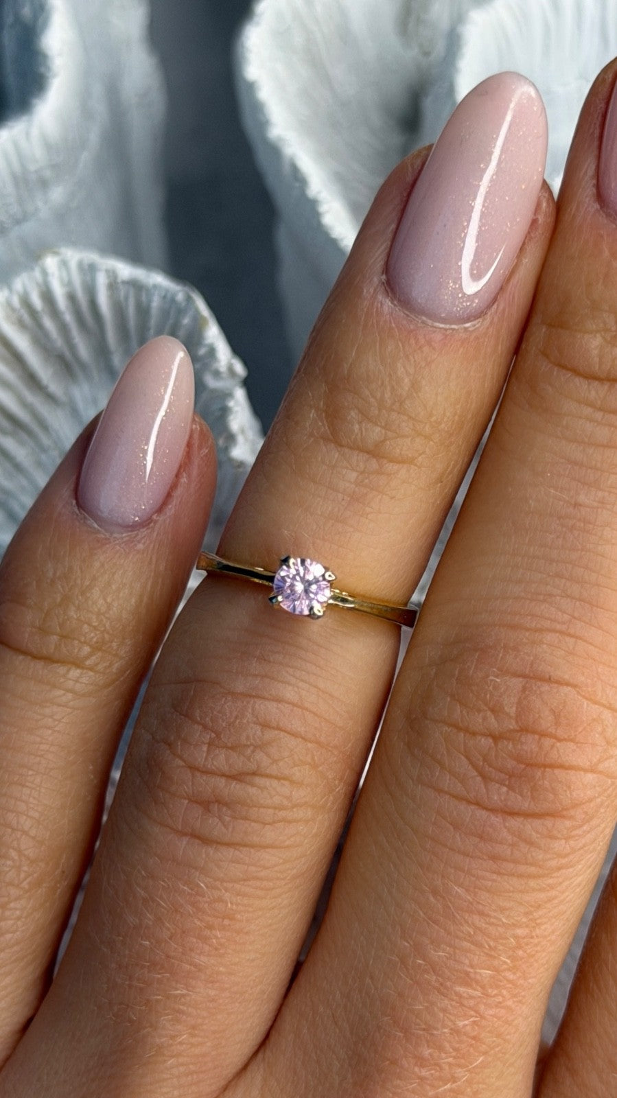 925 Sterling Silver Gold Plated Morganite Ring Size 4