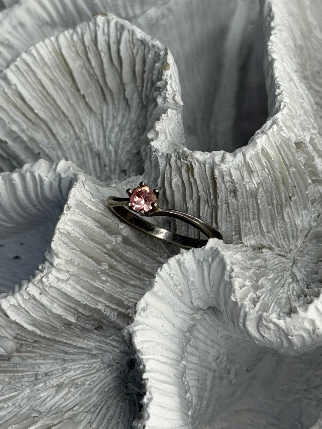 925 Sterling Silver Morganite Ring Size 4