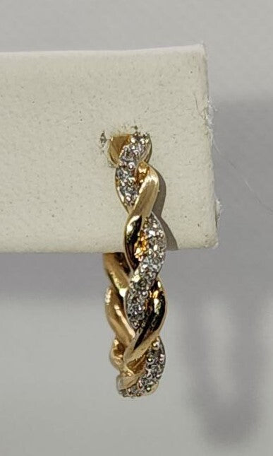 10K Yellow Gold Diamonds 0.3 Carat Earrings Length 18 mm