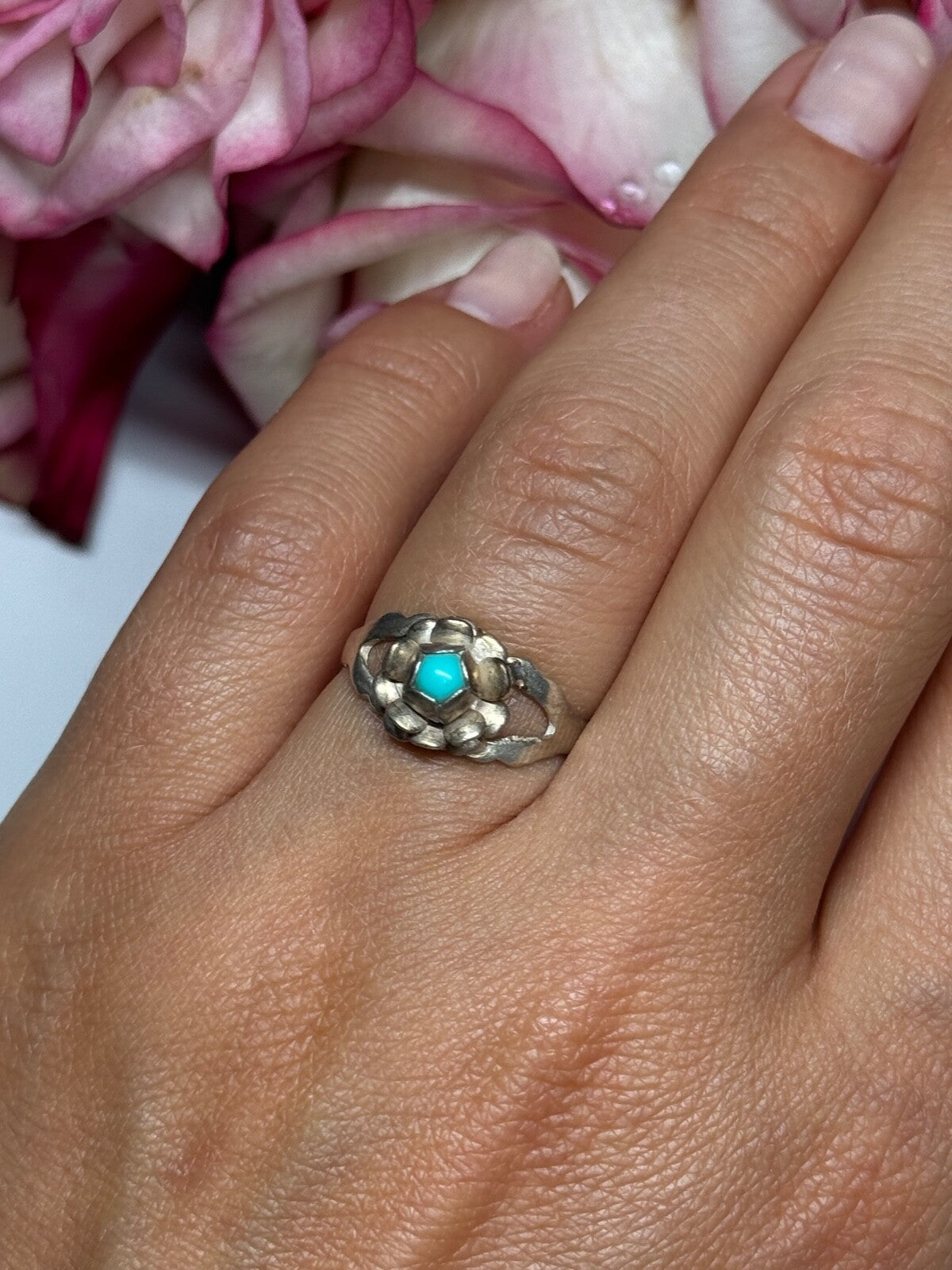 925 Sterling Silver Turquoise Ring Size 6