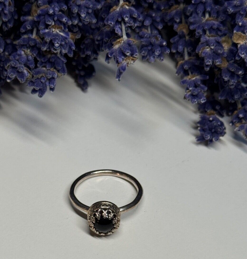 925 Sterling Silver Onyx Ring Size 7.5