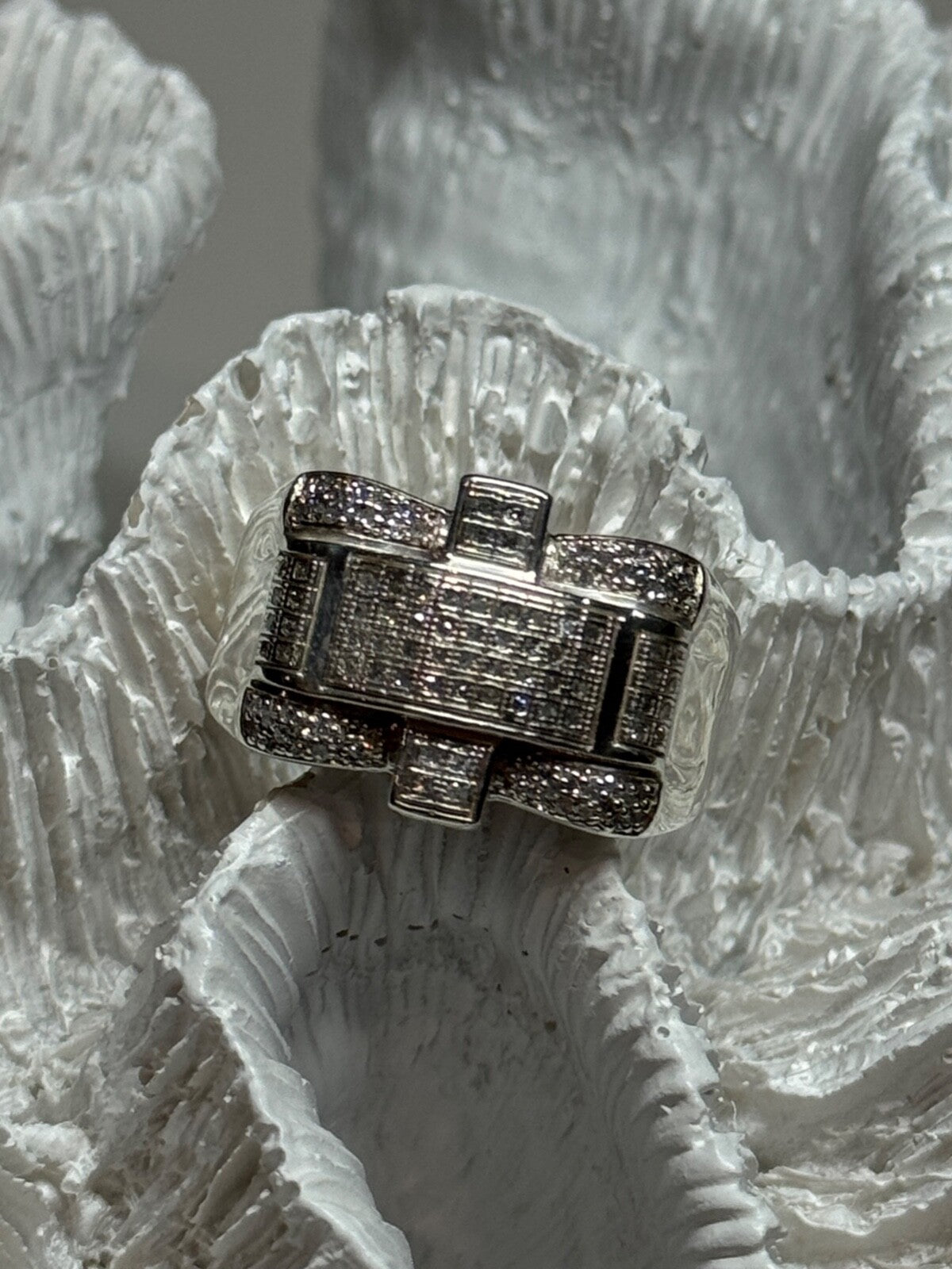 925 Sterling Silver Diamonds Men'S Ring Size 9