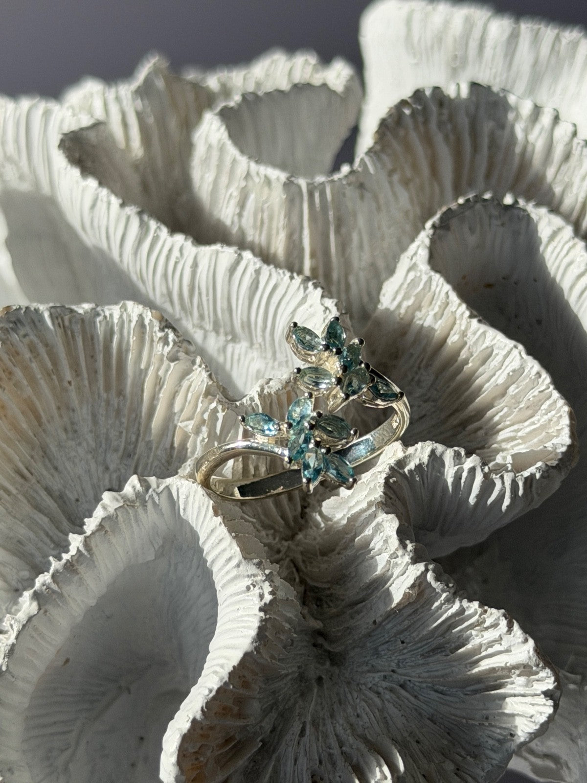 925 Sterling Silver Blue Topaz Ring Size 11 Adjustable Design