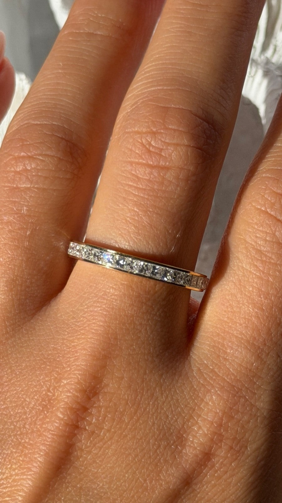 18K Yellow Gold Diamond 1.50 ct Band Ring Size 9.5