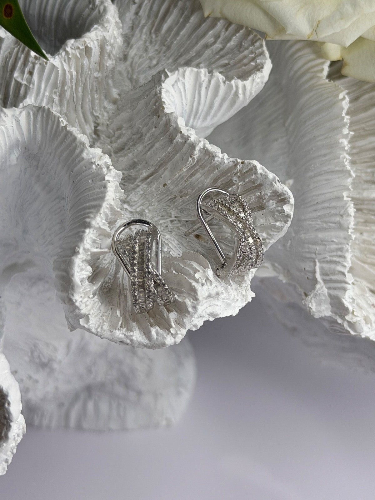 Beautiful 925 Sterling Silver White Topaz Earrings