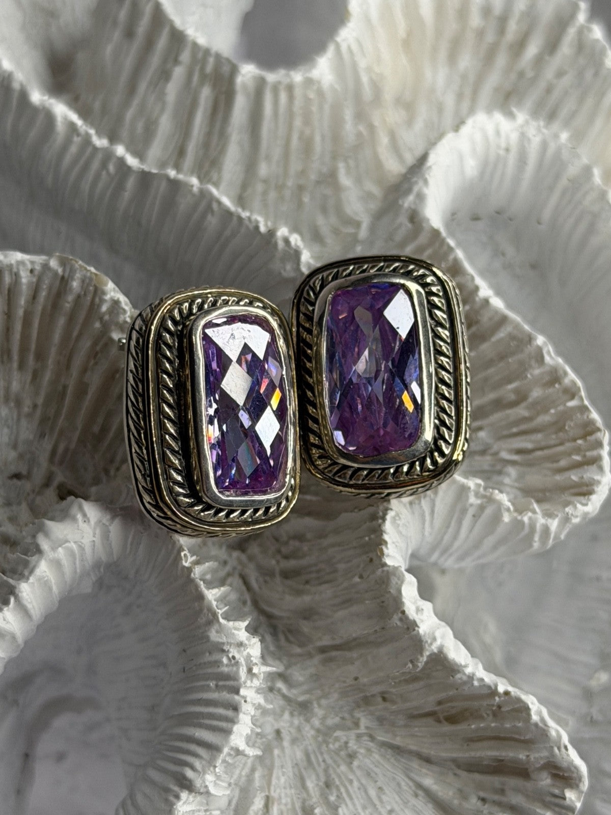 925 Sterling Silver Amethyst Clip-On Earrings