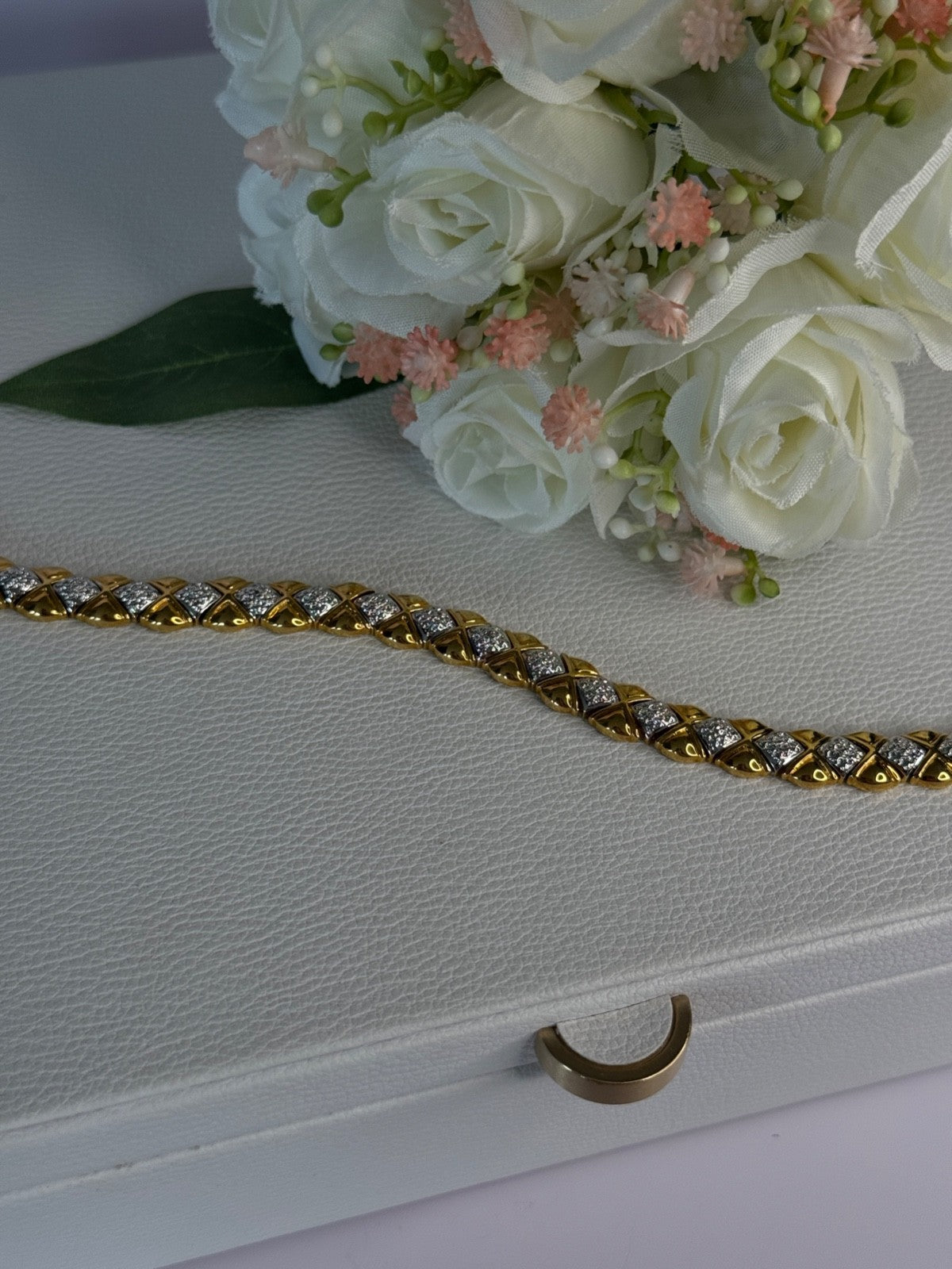 Charming 925 Sterling Silver Gold Plated Bracelet Length 7.5 Inch