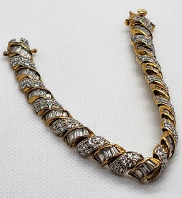 925 Sterling Silver Vermeil CZ Bracelet Size 7.15 IN