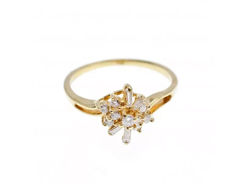 14K Yellow Gold Sapphire & Diamonds Ring Size 7.25