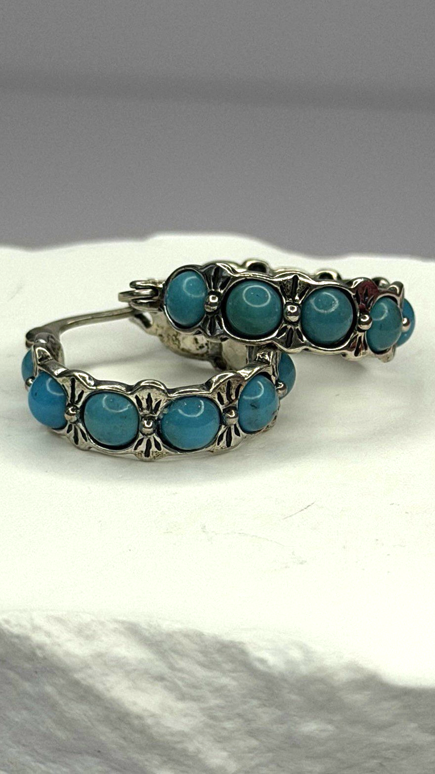 Vintage 925 Sterling Silver Blue Turquoise Earrings