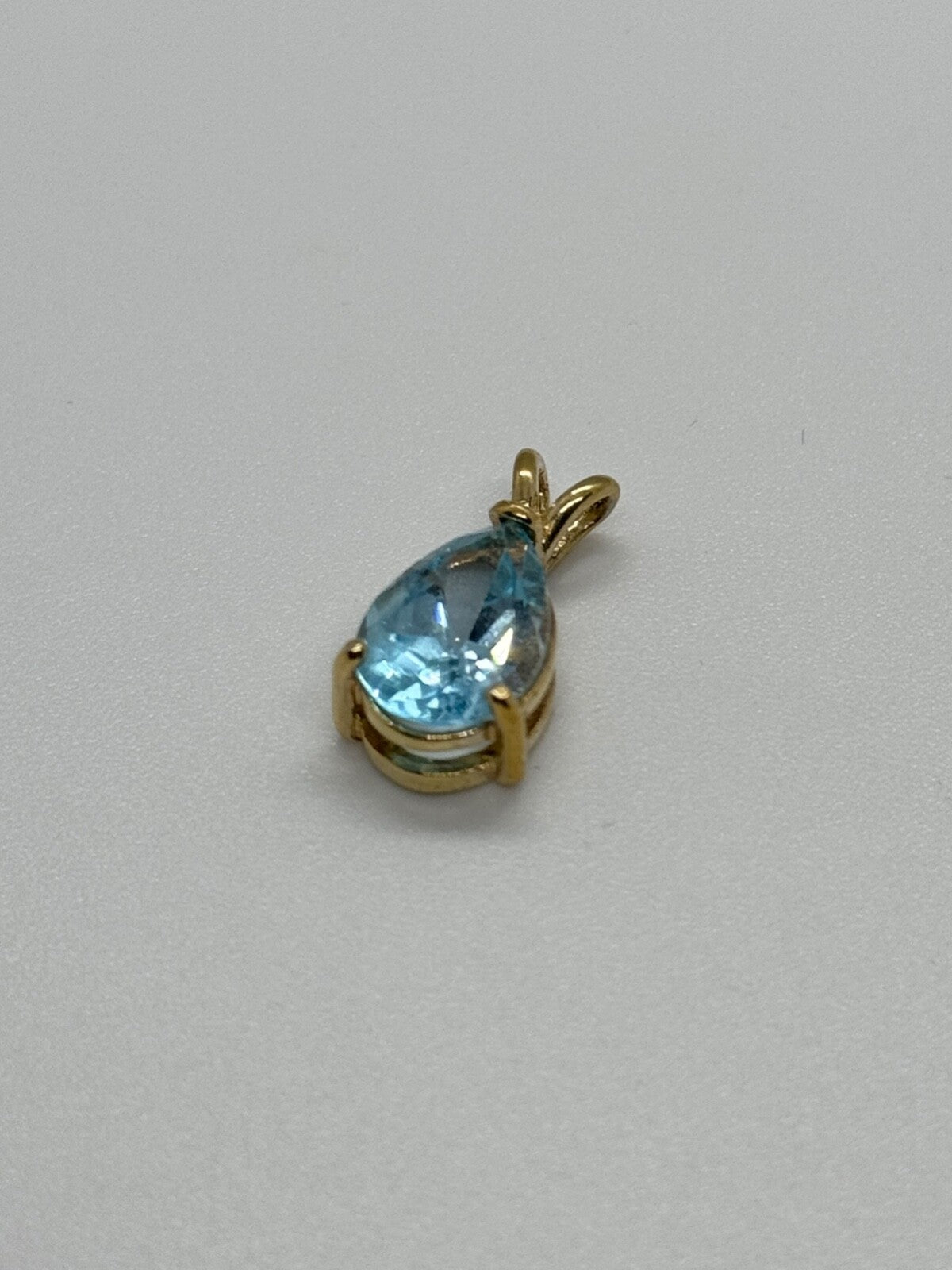 925 Sterling Silver Gold Plated Topaz Pendant Length 21 mm