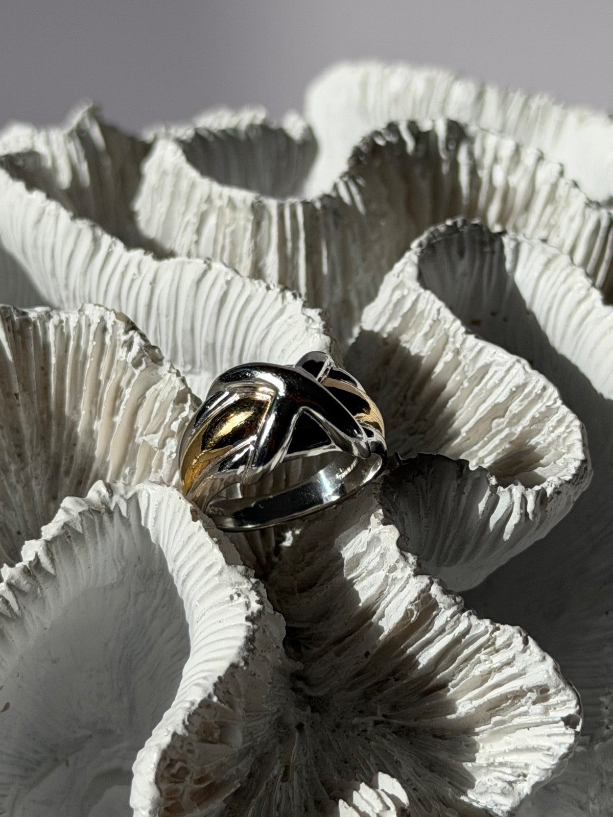 925 Sterling Silver Gold Plated Part Ring Size 7