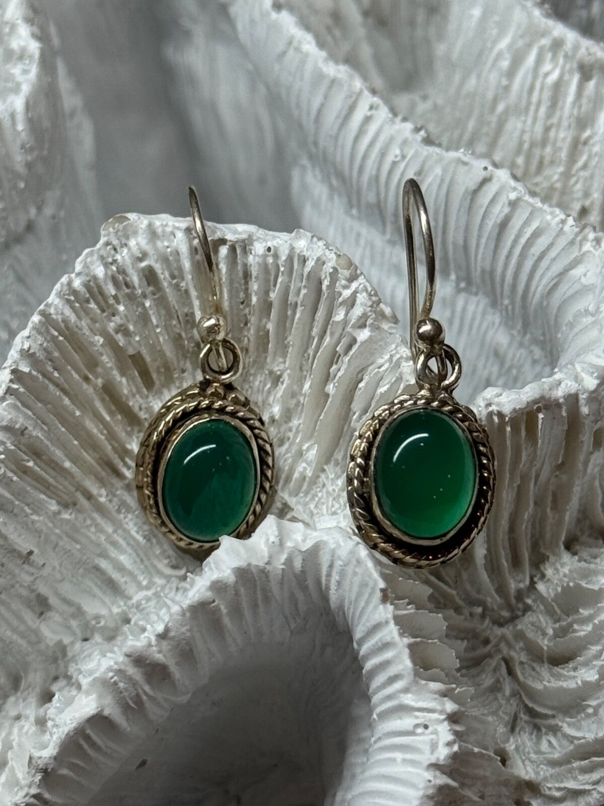 925 Sterling Silver Jadeite Earrings Length 1.1 Inch