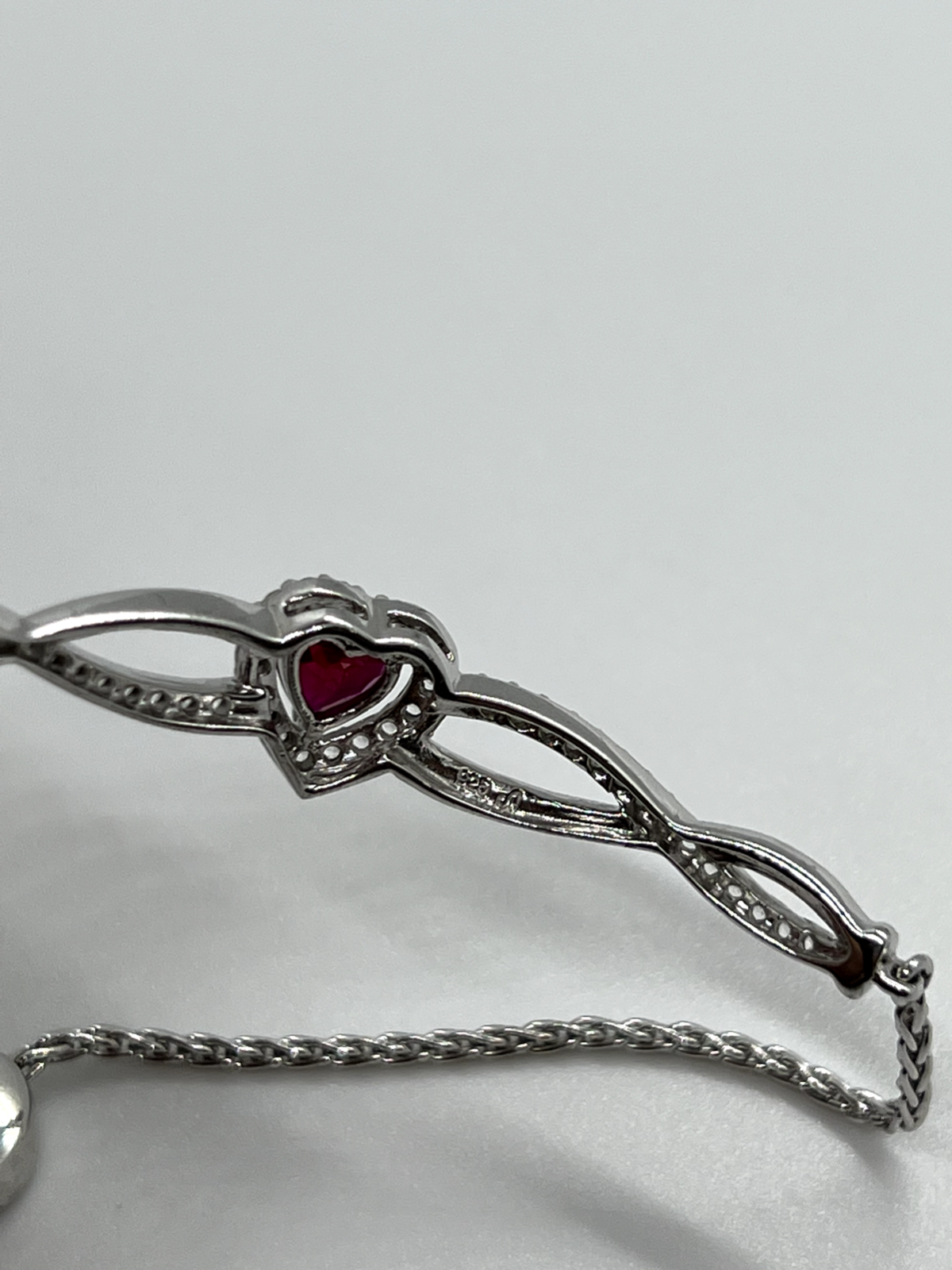 925 Sterling Silver Spinel & CZ Heart Bracelet